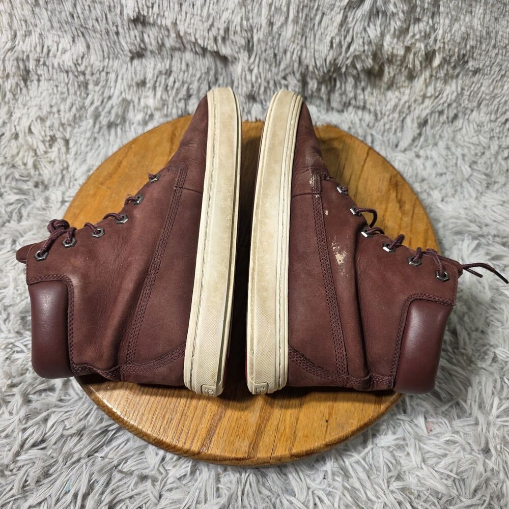 Timberland Dausette Ankle Sneaker Boots Women Sz 8 Burgundy Nubuck Leather Retro - Picture 5 of 9